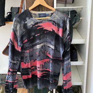 TOPMAN digital print red and black sweater